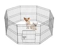 Yaheetech 8 Panneaux Parc pour Chien Cage pour Chiens Enclos Pliant à Chiots Lapins Clôture Grille Chenil pour Chien en Métal Extérieur Interieur 61cm avec Porte