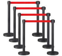 Yaheetech 8 Poteaux de Guidage avec 8 Corde 2m Rétractable Barrière de Sécurité Poteaux de Balisage avec 8 Rubans Rétractables de 200cm - 92cm de Haut