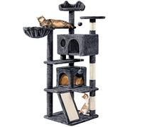 Yaheetech Arbre à Chat 145 cm Gris Foncé, Poteaux en Sisal, Chats Moyenne