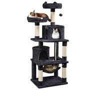 Yaheetech Arbre à Chat 158 cm, Tour de Jeux pour Chat 10KG, avec 2 Niches/2 Plate-Formes/1 Hamac/ 5 Poteaux à Griffer, Noir
