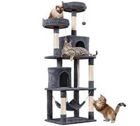 Yaheetech Arbre à Chat 179 cm Tour à Griffer avec 2 Niches/Hamac Colonne en Sisal Multi-Niveaux Tour pour Chat Gris Foncé