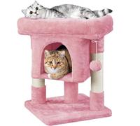 Yaheetech Arbre à Chat 59 cm avec Niche Plateforme Poteaux Sisal Rose