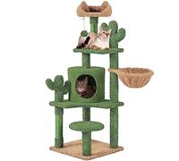Yaheetech Arbre à Chat Cactus Hauteur 135cm Tour pour Chat Multiniveau en Tissu Moppy avec Panier Cachette Perchoirs Design Mignon Poteaux en Sisal Boule Élastique