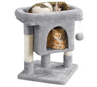 Yaheetech Arbre à Chat Design avec Niche et Plate-Forme Arbre-griffoir Tour pour Chat Hauteur 59cm Gris Clair