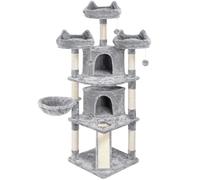 Yaheetech Arbre a Chat Géant 175 cm avec Griffoir Arbre à Chat Design Arbre à Gratter Tour de Jeux avec 2 Grottes Spacieux 3 Plateformes Planche à Gratter Gris Clair