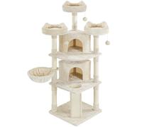 Yaheetech Arbre a Chat Géant 175 cm avec Griffoir Arbre à Chat Design Arbre à Gratter Tour de Jeux avec 2 Grottes Spacieux 3 Plateformes Planche à Gratter Beige