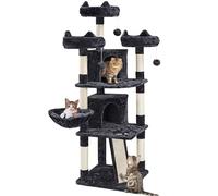 Yaheetech Arbre a Chat Geant 175 cm avec Griffoir Arbre à Chat Design Arbre à Gratter Tour de Jeux avec 2 Grottes Spacieux 3 Plateformes Planche à Gratter Noir