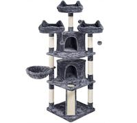 Yaheetech Arbre a Chat Geant 175 cm Design avec Griffoir, Tour de Jeux avec 2 Grottes Spacieux 3 Plateformes Planche à Gratter Gris Foncé