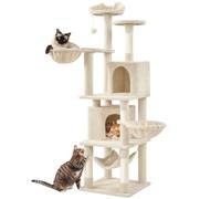 Yaheetech Arbre à Chat Géant Hauteur 175 cm avec 2 Plate-Formes Perchés 2 Paniers 2 Condos en Peluche Cordes en Sisal Beige