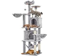 Yaheetech Arbre à Chat Géant Hauteur 175 cm avec 2 Plate-Formes Perchés 2 Paniers 2 Condos en Peluche Cordes en Sisal Gris Clair