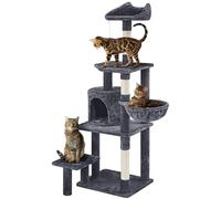 Yaheetech Arbre à Chat Multiniveau Tour pour avec Perchoir Oreilles de Cachette Panier Plateforme Poteaux Griffer Centre d’activités Taille 145 cm Haut Gris Foncé 48,5 × 40,5