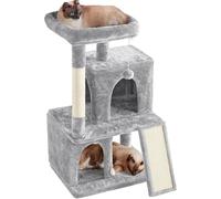 Yaheetech Arbre à Chat pour Gros Chat 12KG, avec Griffoir Sisal/ 2 Niches/1 Plate-Forme/Boule, 60 × 45 × 106 cm Gris Clair