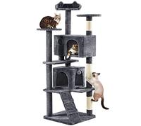 Yaheetech Arbre à Chat XXL 178 cm, Arbre à Grimper avec 2 Niches 3 Plateformes 2 Boules en Sisal Multi-Niveaux Idéal pour 3-4 Chats, Gris Foncé