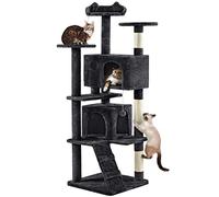 Yaheetech Arbre à Chat XXL 178 cm, Arbre à Grimper avec 2 Niches 3 Plateformes 2 Boules en Sisal Multi-Niveaux Idéal pour 3-4 Chats, Noir