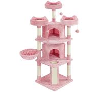 Yaheetech Arbre a Chat XXL Geant 175 cm avec Griffoir Arbre à Chat Design Arbre à Gratter Tour de Jeux avec 2 Grottes Spacieux 3 Plateformes Planche à Gratter Rose
