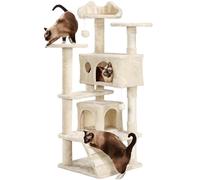 Yaheetech Arbre à Grimper Multi-Niveaux 139 cm Adapté Petits Logements Beige