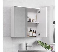 Yaheetech Armoire Murale Salle de Bain, Placard de Rangement Toilettes, avec 2 Portes Miroirs, Étagère Hauteur Réglable 63 x 15 x 65 cm Armoir à Pharmacie
