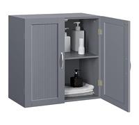 Yaheetech Armoire Murale Salle de Bains en Bois Meuble de Rangement Suspendu avec 2 Portes et Tablettes Réglables pour Cuisine Toilette 60 x 30 x 60 cm Gris Foncé