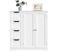 Yaheetech Armoire Salle de Bain avec 4 Tiroirs et 1 Large Placard, Etagère Réglable en Hauteur 81 × 30 × 83 cm Blanc