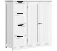 Yaheetech Meuble Salle de Bain Rangement, Armoire Toilette, avec 4 Tiroirs et 1 Large Placard, 1 Etagère Intérieure, 81 × 30 × 83 cm, Grande Commode Chambre Cuisine Blanc