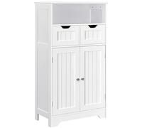 Yaheetech Armoire Salle de Bain Meuble Rangement Salle de Bain avec 2 Tiroirs, 1 Compartiment, 1 Placard Etagère Réglable, Salon Cuisine Blanc 60 x 30 x 105 cm