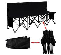 Yaheetech Banc de Camping Pliable pour 4 Personnes avec Sac de Transport Chaise d'Extérieur Noir