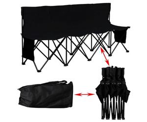 Yaheetech Banc de Camping Pliable pour 4 Personnes avec Sac de Transport Chaise d'Extérieur Noir