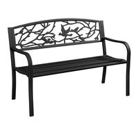 Yaheetech Banc de Jardin en métal pour 3 Personnes Style rétro, Banc de Repos en Fer avec Dossier et accoudoir pour Cour Jardin terrasse Balcon café Noir