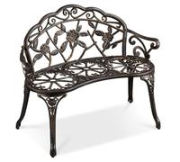Yaheetech Banc de Jardin Extérieur Mobilier de Jardin en Aluminium Siège de Parc Bronze Vintage avec Dossier 99,5 x 57 x 78,5cm
