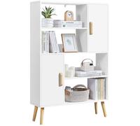 Yaheetech Bibliothèque à 4 Niveaux avec 2 Armoires Bibliothèque Moderne avec Étagère pour Salon Bureau Blanc