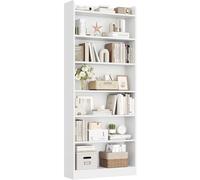 Yaheetech Bibliothèque, Meuble de Rangement sur 7 Niveaux Ouverts, Étagère Blanche Réglables à 3 Hauteurs Différentes, 24×60×180,5 cm, pour Salon Bureau Chambre Salle à Manger