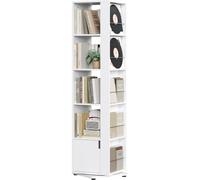 Yaheetech Bibliothèque Rotative 360° à 5 Niveaux, Étagère à Livres Tournante de 169 cm H avec Rangement Fermé Meuble Gain de Place pour Salon Chambre et Bureau (Blanc)