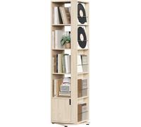 Yaheetech Bibliothèque Rotative 360° à 5 Niveaux, Étagère à Livres Toutnante de 169 cm H avec Rangement Fermé Meuble Gain de Place pour Salon Chambre et Bureau (Couleur Bois)