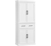 Yaheetech Buffet Haut Cuisine, Meuble de Cuisine avec 6 Étagères Réglables et 2 Tiroirs, Armoire de Rangement Polyvalente, Armoire Vestiaire pour Salon Chambre Bureau 76,5 x 40,5 x 183 cm Blanc