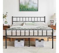 Yaheetech Cadre de Lit Double en Métal 140x200 cm pour Adultes Grande Espace en Lattes Noir