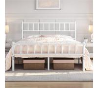 Yaheetech Cadre de Lit Double en Métal 160x200 cm pour Adultes Grande Espace en Lattes Blanc