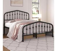 Yaheetech Cadre de Lit en Métal avec Tête de Lit Déco Effet Couronne 140x200cm Lit Moderne avec Sommier à Lattes Noir