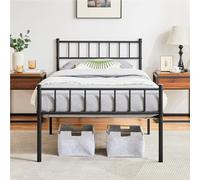 Yaheetech Cadre de lit Simple en métal 90x190 cm pour Adultes Grande Espace en Lattes Noir