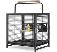 Yaheetech Cage à Oiseaux avec Jouets Poignée Cage pour Petit Oiseau Noir 48,5 x 47,5 x 39cm