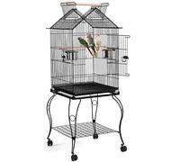 Yaheetech Cage à Oiseaux avec Support 59 x 59 x 145 cm Volière pour Canaries/Perroquet/Grosses Perruches/Canaris