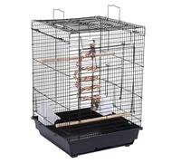 Yaheetech Cage à Oiseaux intérieur avec Corde de Jouet Poignée 40 x 40 x 58 cm Toit Ouvrant pour Canari Calopsitte élégante Conure de Molina