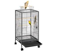 Yaheetech Cage à Oiseaux sur Pied Cage à Oiseaux en Métal à roulettes avec Fond Amovible 45,5 × 45,5 × 100,5 cm