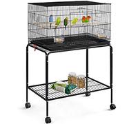 Yaheetech Cage Oiseau Cage d'elevage pour Perruches Pinsons Cockatiels Conures Inséparables Canaris Perroquets avec Support Détachable Noir