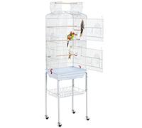 Yaheetech Cage Oiseau sur Pied Voliere Oiseaux Interieur Decorative 46 x 35 x 162,5 cm Toit Ouvert pour Perruche Calopsitte Canari avec Support Détachable Blanc