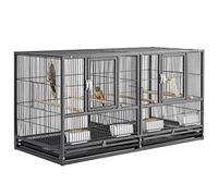 Yaheetech Cage Oiseau Volière Oiseaux Intérieur Exterieur pour Perruche Canari avec Accessoires complets 2 Portes en Métal 95,5 x 45,5 x 52,5cm Noir