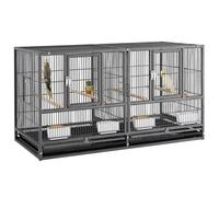 Yaheetech Cage Oiseau Volière Oiseaux pour Perruche Canari avec Accessoires complets 2 Portes en Métal 95,5 x 45,5 x 52,5cm Noir