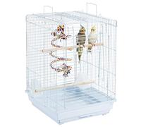 Yaheetech Cage Oiseaux avec Jouet 40 x 40 x 58 cm Cage Oiseau Exotique pour Calopsitte Inséparable Canari Mandarin Blanc