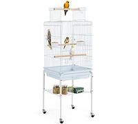 Yaheetech Cage Oiseaux avec Toit Ouvrable Cage pour Oiseaux Moyen pour Conure Veuve Calopsitte élégante Perruche à Collier avec Support Détachable 46.5 x 46.5 x 136 cm