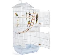 Yaheetech Cage Oiseaux Intérieur 46 x 35,5 x 99 cm avec Poignée avec 3 Jouets 4 Mangeoires 3 Perchoirs 1 Swing