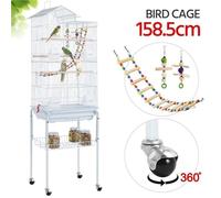 Yaheetech Cage Oiseaux sur Roulettes Volière - 46 x 35,5 x 158,5 cm - Echelles Jouets pour Perruche Inséparables Mandarins Canaris